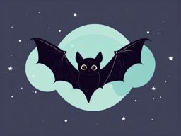 Bat clipart - Nocturnal mammal with membranous wings flying at night, ,color clipart vector style