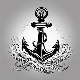 anchor wave tattoo  simple vector tattoo design