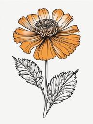 Marigold Tattoo - Tattoo featuring the marigold flower, symbolizing passion and creativity.  simple color tattoo,minimalist,white background