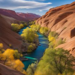 hike through rainbow canyon, a stunning canyon where the rocks and river are all vibrant colors. 