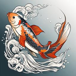 Simple Koi Tattoo-Elegant and simple tattoo featuring a Koi fish, symbolizing perseverance and strength.  simple color vector tattoo