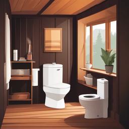 Toilet clipart - toilet in a cozy cabin bathroom  color,minimalist,vector clipart