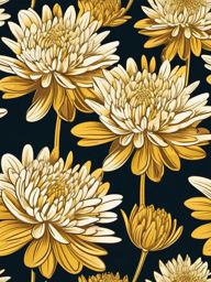 Chrysanthemum Clip Art - Golden chrysanthemums in full bloom,  color vector clipart, minimal style