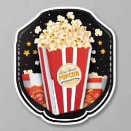 Popcorn Box Sticker - Movie night snack, ,vector color sticker art,minimal