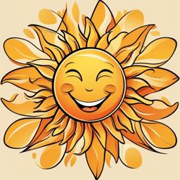 Sun Clipart - A cheerful sun with a warm smile.  color clipart, minimalist, vector art, 