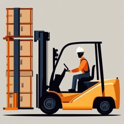 Forklift Clipart - A forklift raising a heavy load.  transport, color vector clipart, minimal style