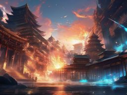 Cool Anime Backgrounds - Action-Packed Anime Battle  wallpaper style, intricate details, patterns, splash art, light colors