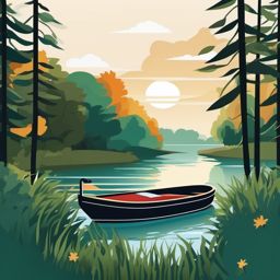 Canal Boating clipart - A canal boat cruising through a serene lake., ,vector color clipart,minimal