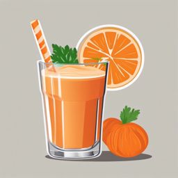 Carrot Smoothie Clipart - A glass of carrot smoothie with a carrot garnish.  color vector clipart, minimal style