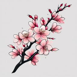 cherry blossom tattoo on side  simple vector color tattoo