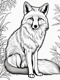 Fox Coloring Pages - Fox standing proudly with a fluffy tail  simple coloring pages