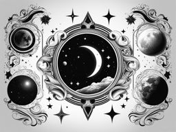 space tattoo black and white design 