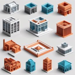 3D Printing Architectural Models clipart - 3D printing architectural models, ,vector color clipart,minimal