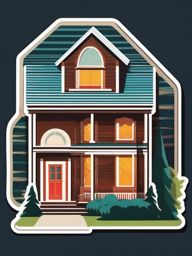 Retro Suburban House Sticker - Convey the nostalgia of the 1950s with the charming and retro suburban house sticker, , sticker vector art, minimalist design