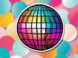 Disco Ball Sticker - Dance party vibes, ,vector color sticker art,minimal