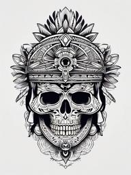 Aztec Tattoo Skull  minimal,tattoo,white background