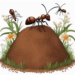 ant clipart: collaborating to build an intricate anthill. 