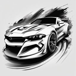 Abstract racing car ink. Minimalist speed in art.  minimalist black white tattoo style