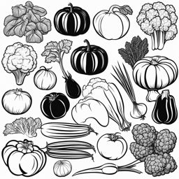 vegetables clipart black and white 