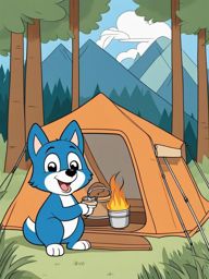 bluey coloring pages - bluey and bingo go on a camping adventure in the wilderness. 