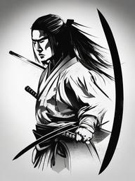 drawing of samurai  minimal rough scribbles,doodles,black and white