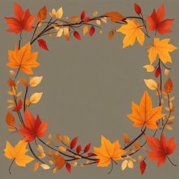 Autumn Leaves Garland clipart - Decorative garland of leaves, ,vector color clipart,minimal