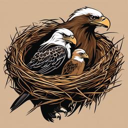 Eagle clipart - eagle nest with baby eaglets  