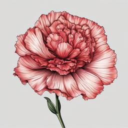 Carnation Flower Tattoo Drawing,Artistic beauty in a carnation flower tattoo drawing, showcasing detailed and expressive artwork.  simple color tattoo,minimal vector art,white background