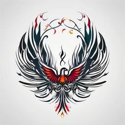 Scorpio Phoenix Tattoo - Symbolize transformation and renewal with a tattoo featuring both Scorpio and phoenix symbolism.  simple vector color tattoo,minimal,white background