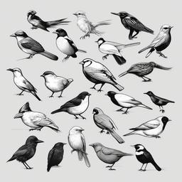 sketch of animals and birds  minimal rough sketch scribbles,doodles,black and white