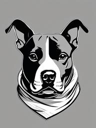 drawing of a pitbull wearing a bandana  minimal rough sketch scribbles,doodles,black and white