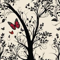 butterfly and tree tattoo  simple vector color tattoo