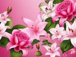 Pink Wallpaper Flower-Pink wallpaper featuring blooming lilies and roses  background wallpaper