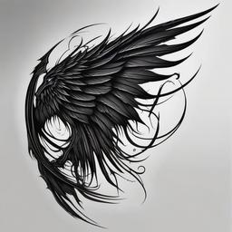 Demon Wing Tattoo-Bold and powerful tattoo featuring demon wings, perfect for those who appreciate dark and fantasy aesthetics.  simple color tattoo,white background