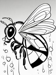 Bumble Bee Coloring Pages - Bumble Bee in the rain  simple coloring pages