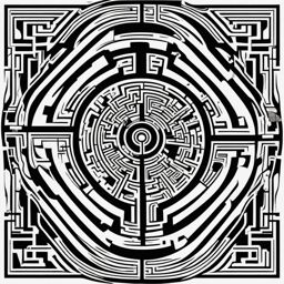 Mindful Mind Maze - Navigate the intricate pathways of an ADHD mind with a maze-themed tattoo promoting mindfulness.  color tattoo designs,minimalist,vector,white background