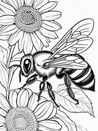 Bumblebee Coloring Pages - Bee holding a sunflower seed  simple coloring pages