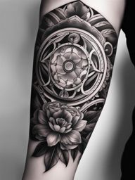 half sleeve tattoo black and white design 