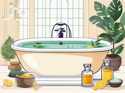 Relaxing bath with essential oils clipart.  vector style illustration, white background