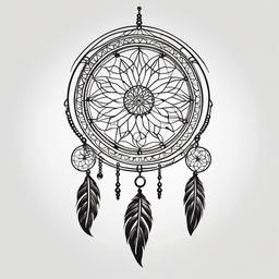 Delicate Dream Catcher Tattoo - Delicate and intricately designed dream catcher tattoo.  simple vector tattoo,minimalist,white background