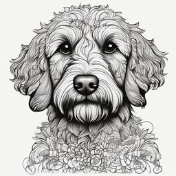 Labradoodle   ,tattoo design, white background