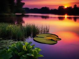 Sunset Wallpaper - Tranquil pond with sunset colors.  sunset background