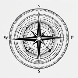 Basic Compass Tattoo - Simplified and basic compass design.  simple vector tattoo,minimalist,white background