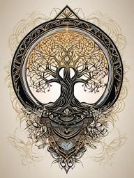 tree of life sacred geometry tattoo  simple vector color tattoo