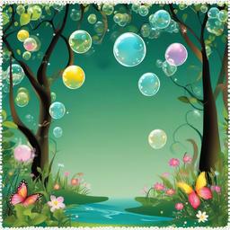 Bubble clipart - whimsical bubbles in an enchanted forest  