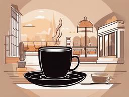 Coffee Cup clipart - coffee cup with a cozy cafe scene  color,minimalist,vector clipart