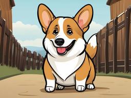 Corgi Cartoon - Cartoon of corgi with a wagging tail  