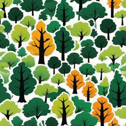 Tree Sticker - Simple tree silhouette, ,vector color sticker art,minimal