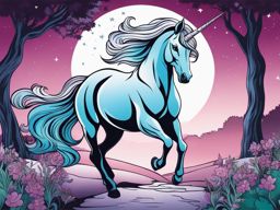 unicorn coloring pages - mysterious unicorn disappearing into the shadows of a moonlit night, its magical aura concealed. 