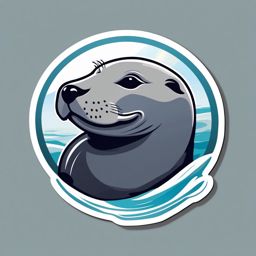 Harbor Seal Sticker - A smiling harbor seal basking in the sun, ,vector color sticker art,minimal